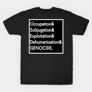 Occupation& Subjugation& Exploitation& Dehumanization& GENOCIDE - Front T-Shirt